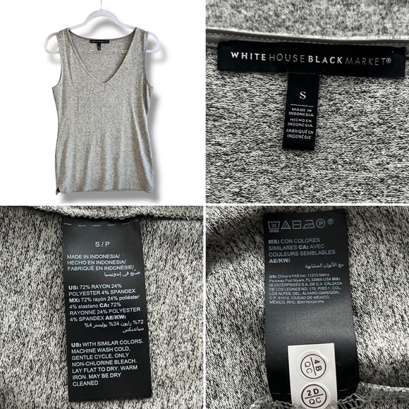 White House Black Market Cardigan & Tank Set M/S Gray Marled Knit Work Layering - Picture 13 of 13